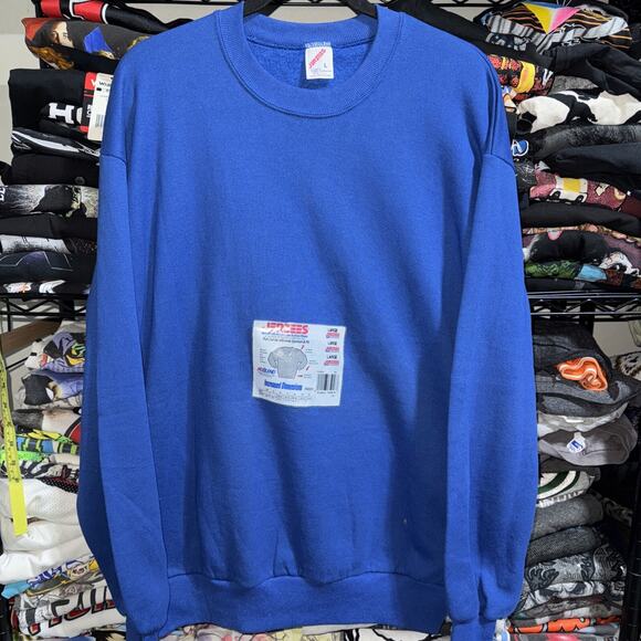 Vintage 80s NWT Jerzees Blue Crewneck Size Large - Picture 1 of 4